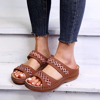 2022 summer women wedge sandals premium orthopedic open toe sandalias vintage anti slip leather casual platform female shoes