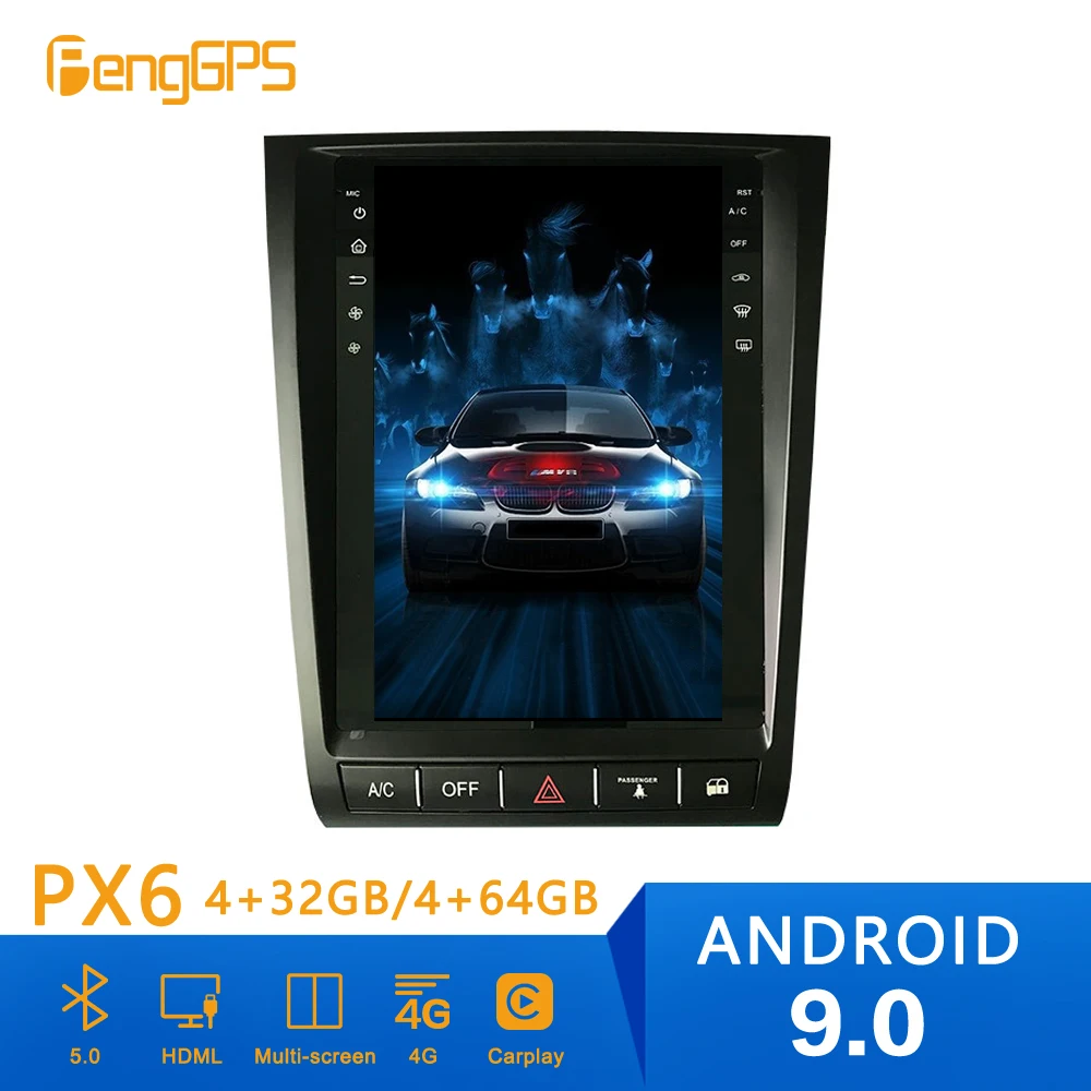 Автомагнитола PX6 в стиле Tesla на платформе Android 9 с GPS-навигацией для Lexus GS300 GS350 GS450h 2004