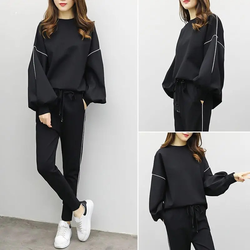 

Spring Autumn New Oversized Women Two Piece Set Shirt + Pants Loose Thin 2 Piece Set Lady Fashion Women Clothes Casual Tracksuit