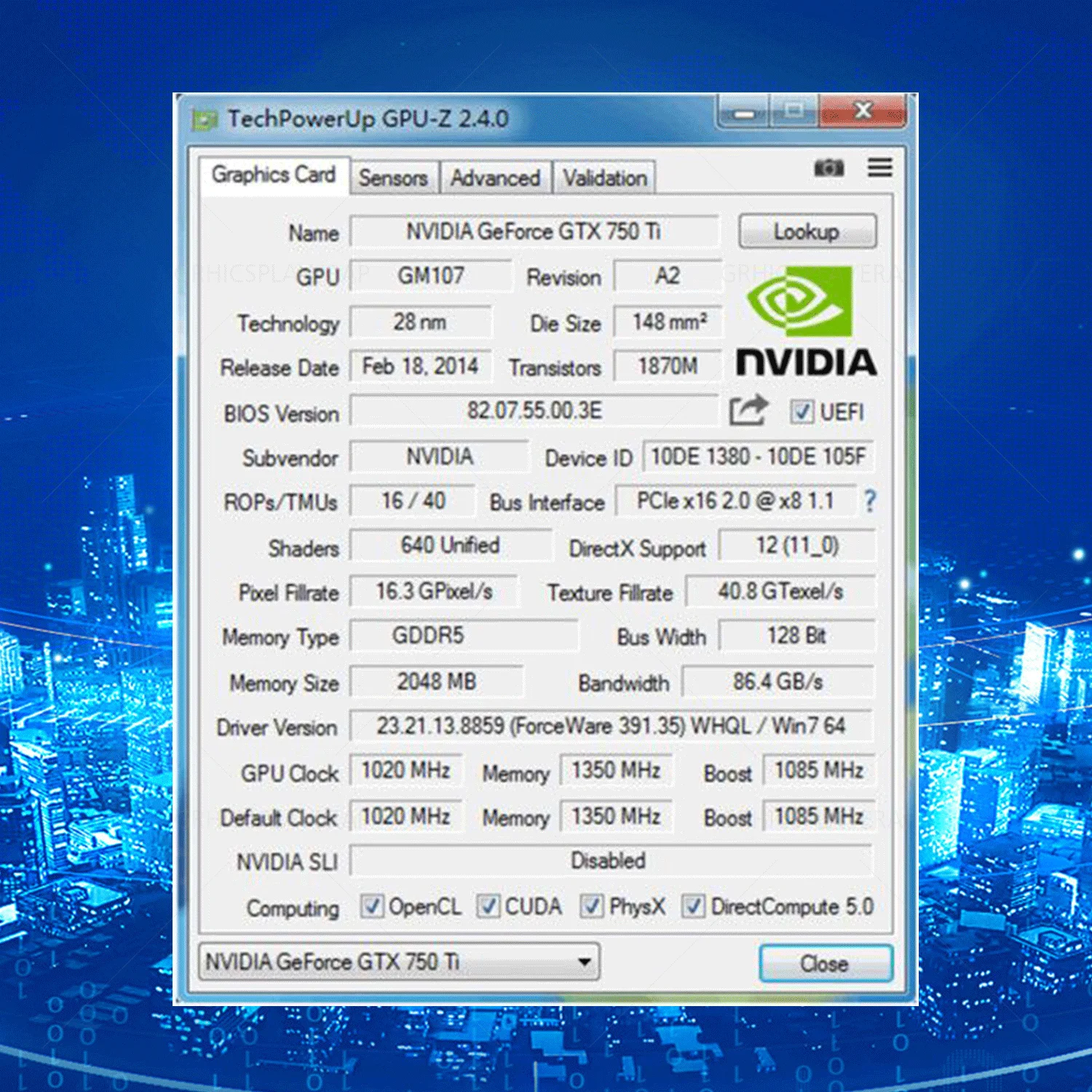 Видеокарта для компьютера/ПК GTX750TI GDDR5 128 бит 2 Гб видеокарта Nvidia|Видеокарты| |