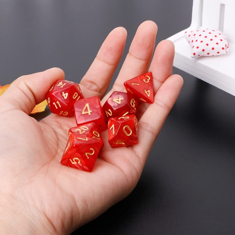 7 шт. многогранные игральные кости золотые цифры для Dragon Pathfinder D20 D12 2xD10 D8 D6 D4 | Спорт