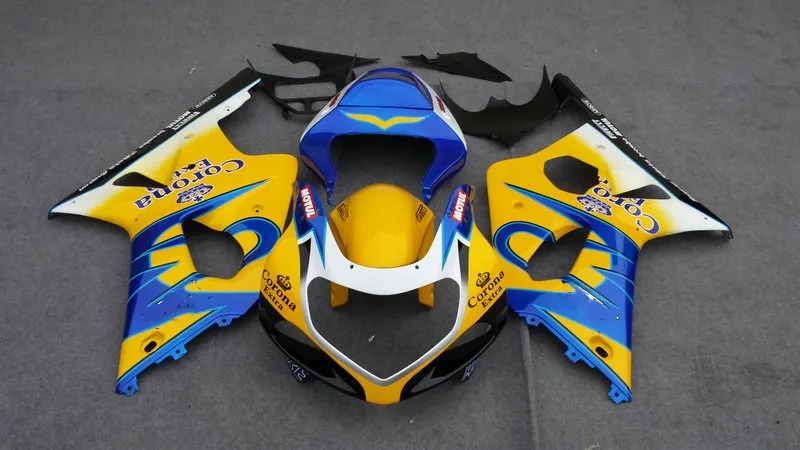 Мотоцикл Обтекатели Кузов для GSXR1000 2001 2002 2003 GSXR 1000 K2 00 01 02 желтый комплект синих