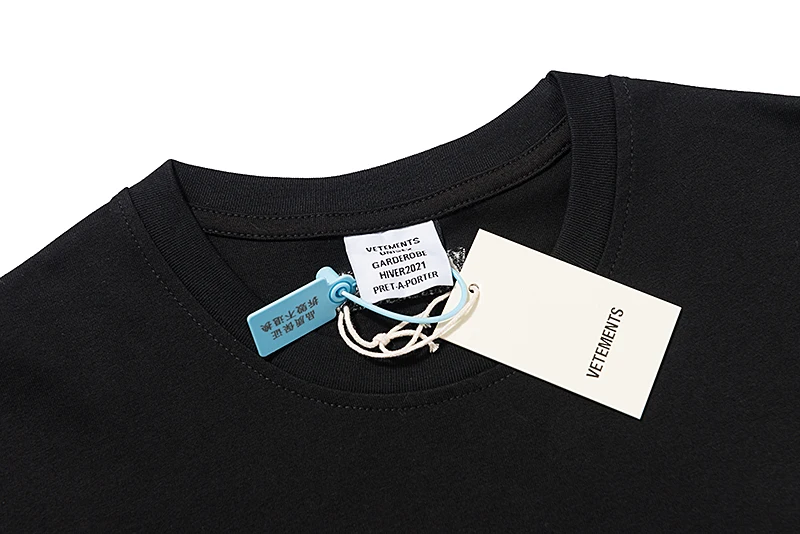 

3D Reflection Printing Logo VETEMENTS Black Short Sleeve T Shirt Men Women 1:1 High Quality T-shirt Front Back Vetements Tee Top