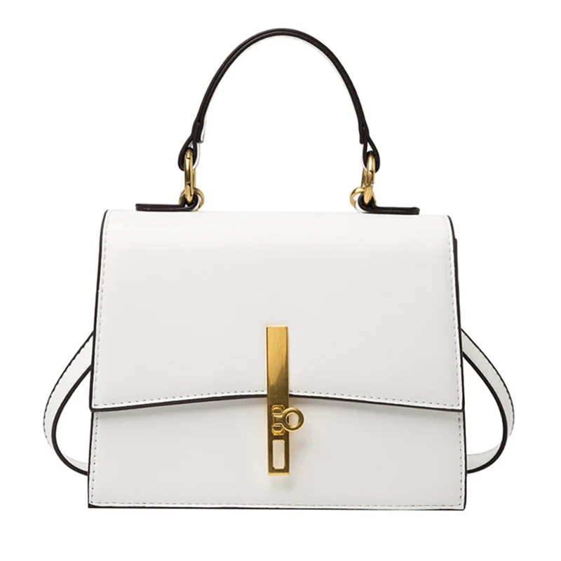 

Women Handbag Artificial Leather Fashion High Quality Shoulder Bag Square Designer Ladies Luxury Daily Bag Texture White