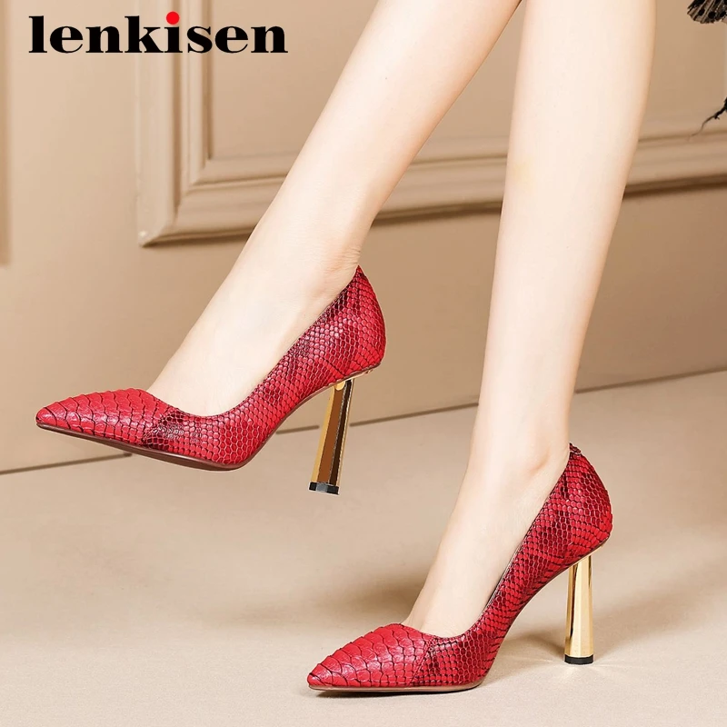 

Lenkisen big size high street fashion nightclub modern pointed toe super high heel slip on superstar comfortable women pumps L02