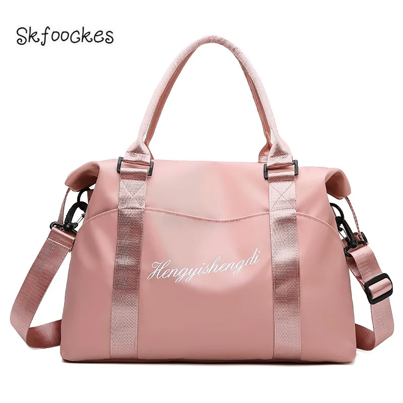 

SKFOOCKES Handbags 2021 New Handbag Dry and Wet Separation Travel Bag Nylon Cloth Sports Bag Webbing Yoga Bag Light Blue Bag
