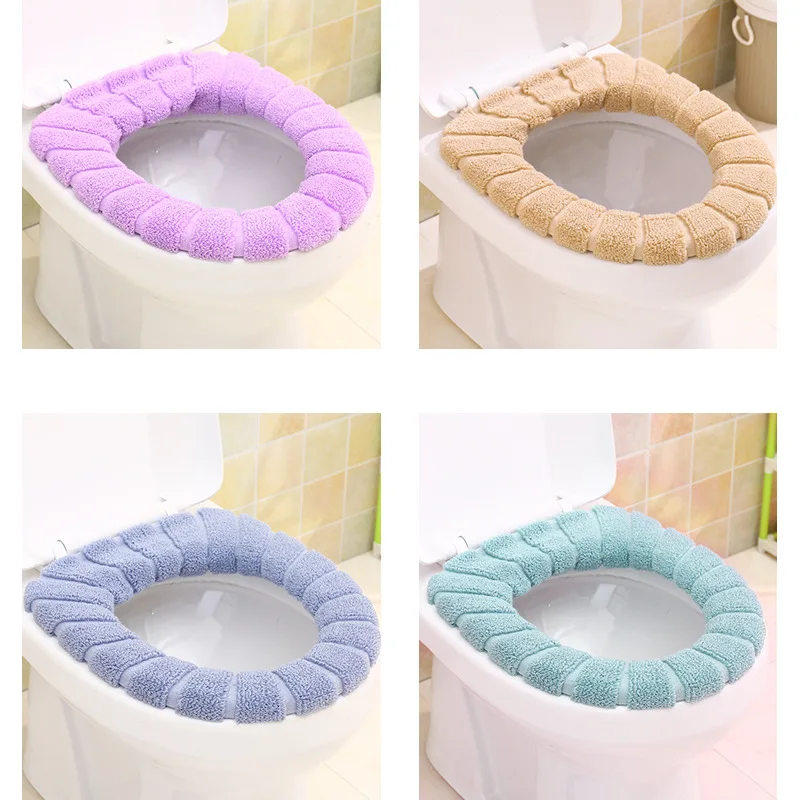 Однотонный Теплый Бархатный коралловый чехол для унитаза ванной комнаты с