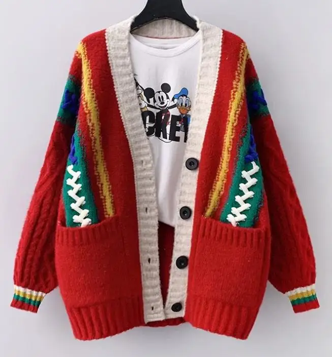 

2021 New Warm Cardigan Merry Christmas Cute Knit Print Full Sleeve Sweatshirts Tops Casual Cotton Coats Streetwear Autumn Winter