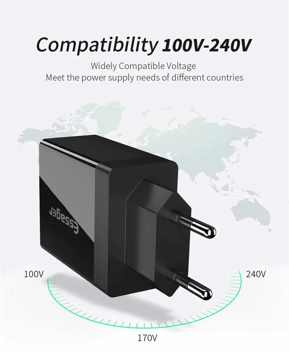 Essager 30 Вт Quick Charge 3,0 USB зарядное устройство QC3.0 QC быстрое зарядное устройство мульти разъем настенное зарядное устройство для мобильного телефона для iPhone samsung Xiaomi Mi