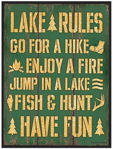 

Lake Rules Novelty Metal Sign Funny Home Decor Garage Wall