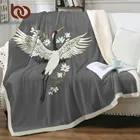 Плюшевое одеяло BeddingOutlet с краном, Белое мягкое одеяло с аистом, цветочное одеяло для кровати, элегантное индивидуальное одеяло с летающими птицами, Koce