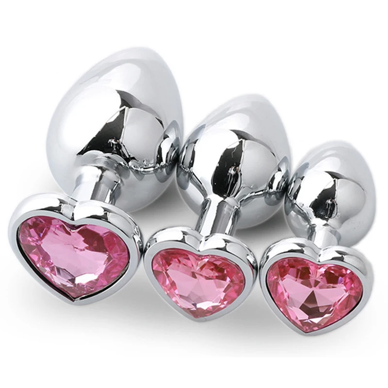 Анальная пробка 3 размера анальная из нержавеющей стали с кристаллами Анальный