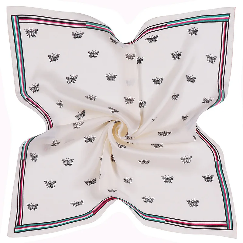 

Matagorda High Quality 53cm Korean Butterfly Print Woman Scarf Simulation Silk Small Square Scarves Ring Scarfs for Ladies Gift