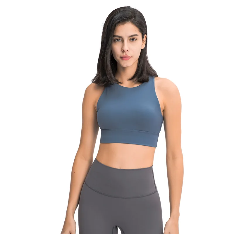 

New High Neck Sports Bra Triangle Hollow-out Beauty Back Gather Shockproof Yoga Workout Exercise Underwear Women