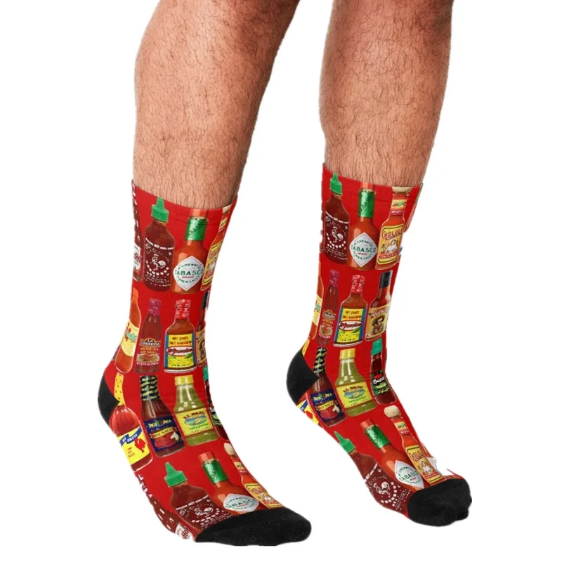 2021 забавные Мужские Носки с рисунком горячих соусов мужские счастливые носки в