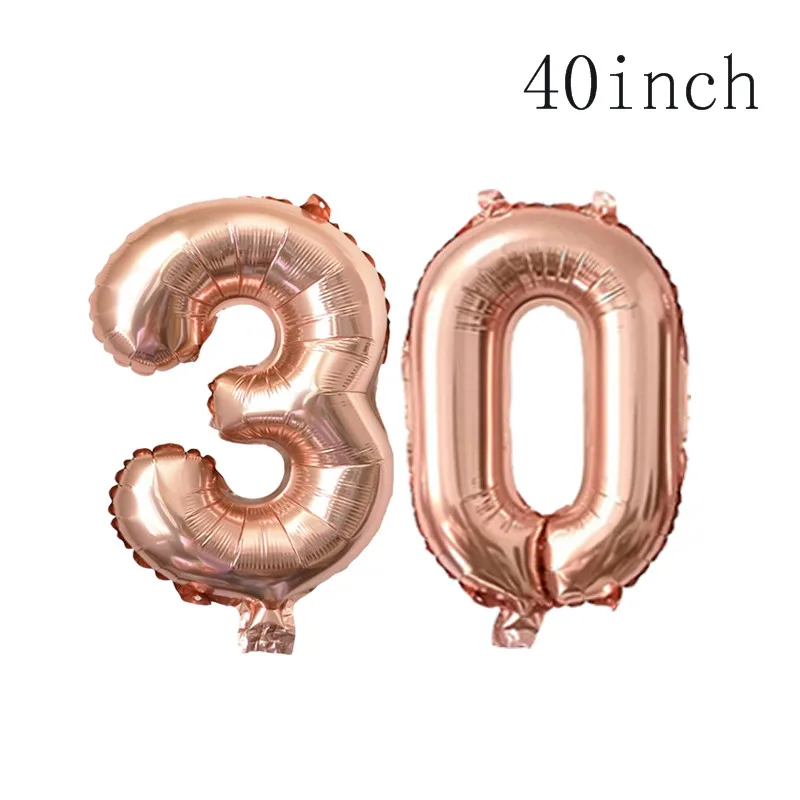 Корона из розового золота 30 40 50 лет шары на день рождения 30th 40th 50th День Рождения украшения Сердце Звезда с днем рождения