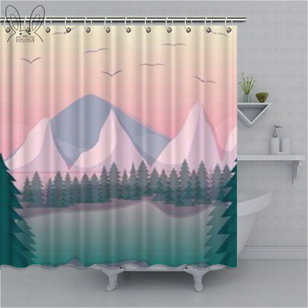 Занавеска для душа из полиэстера водонепроницаемая с геометрическим узором | Дом