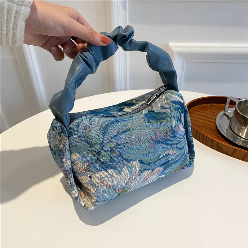 

Ladies Fashion Oil Painting Printing Graffiti Mobile Phone Cosmetic Coin Purse Large Capacity Cute Cloud Handbag for Women