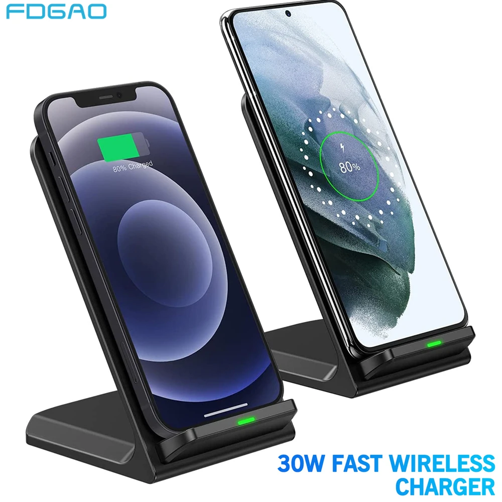 

Quick Charge Wireless Charger 30W Max For iPhone 14 13 12 11 Pro XS XR 8 Samsung S22 S21 S20 Fast Charging Phone Holder Chargers