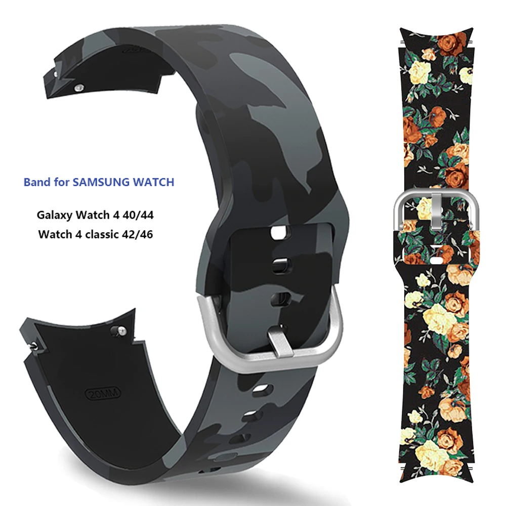 

No Gaps Silicone Band for Samsung Galaxy Watch 4 Classic 46mm 42mm/Watch4 44/40mm Wrist Strap Curved End Replacement Watchband