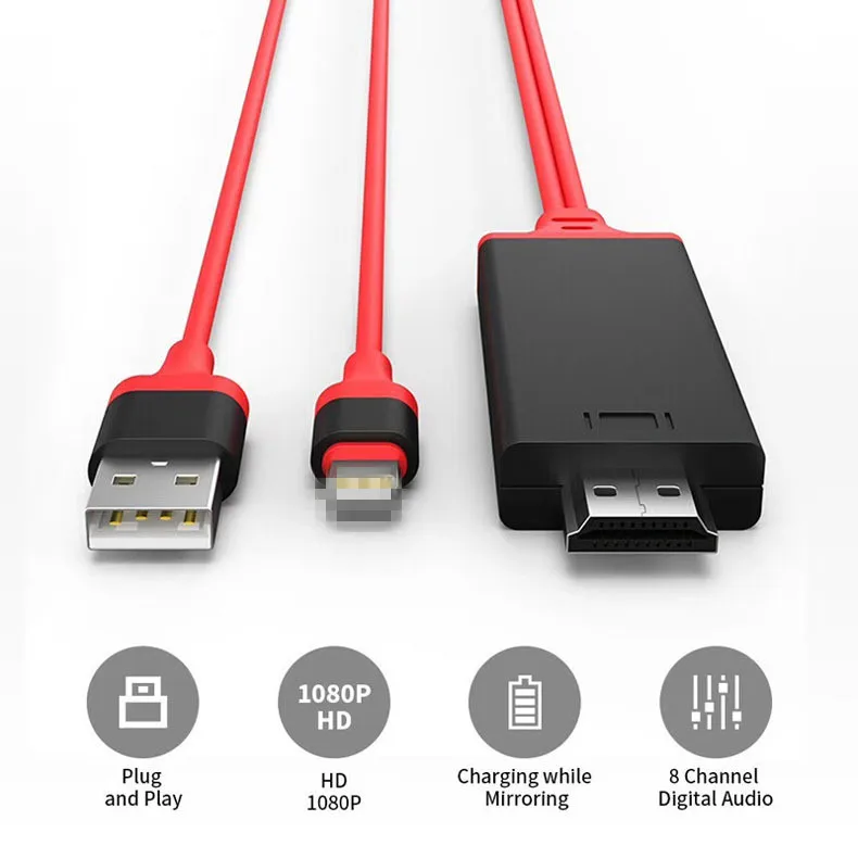 Кабель-переходник с USB 3 1 lightning на HDMI 2 м Ultra HD 1080P 4k | Мобильные телефоны и аксессуары