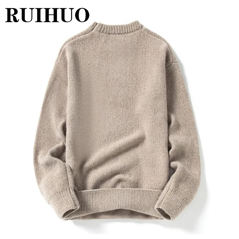 Свитер RUIHUO с принтом лося Мужская одежда модные мужские свитера в стиле