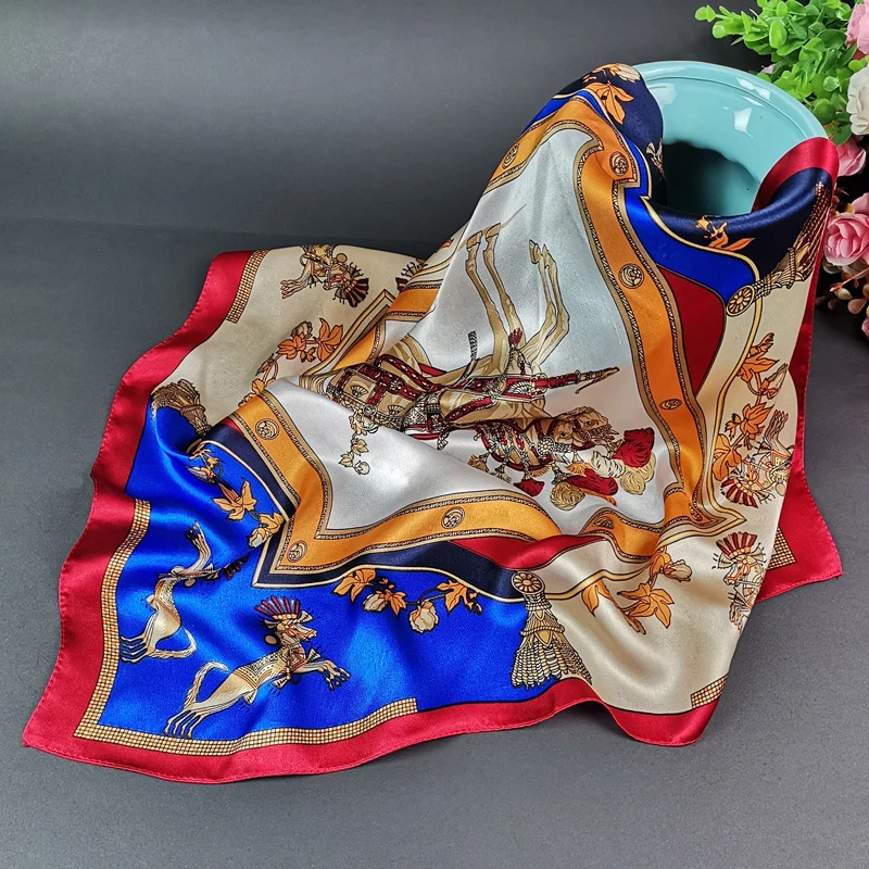Оптовая продажа женский Шелковый атласный шарф с индивидуальным принтом для