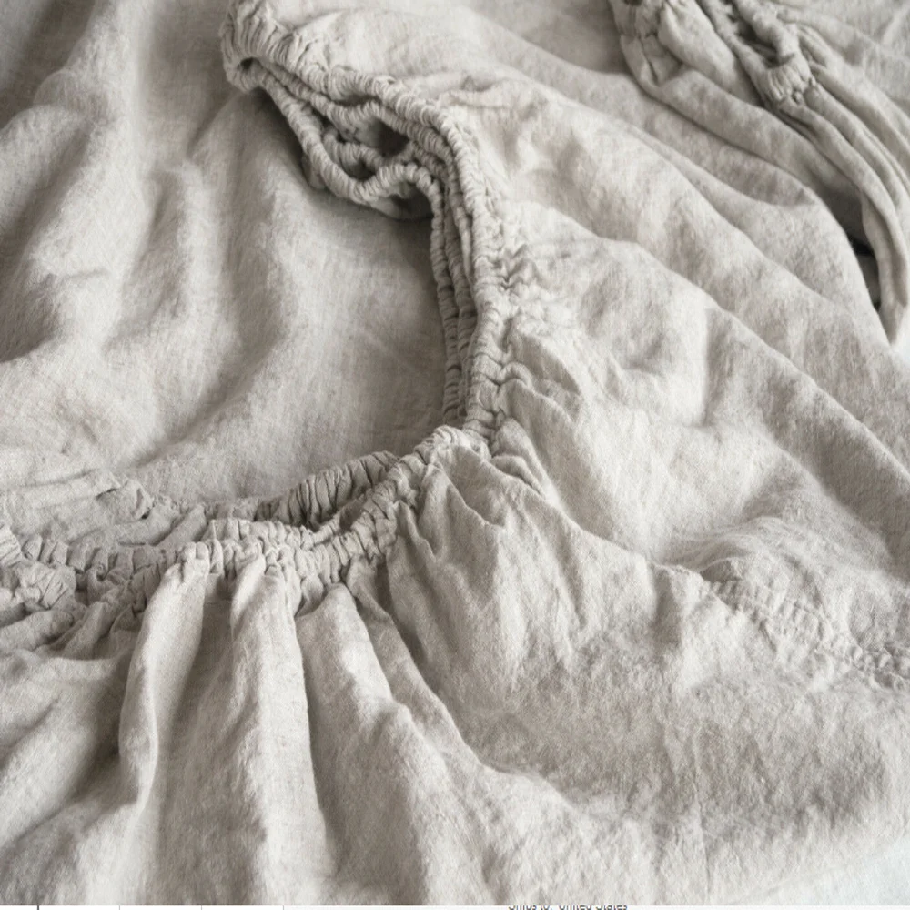 Французскому льну подшивки queen Размеры Омывается льняное чистое постельное