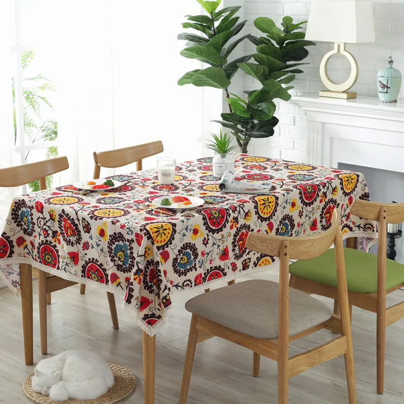 

Bohemia Lace Tablecloth Striped Multicolor Table Cover Printed Picnic Cloth Background Cloth Table Decor Waterproof Oilproof