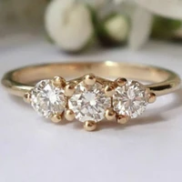 fashion exquisite three stone tipped diamonds engagement princess bride ring size 6 10