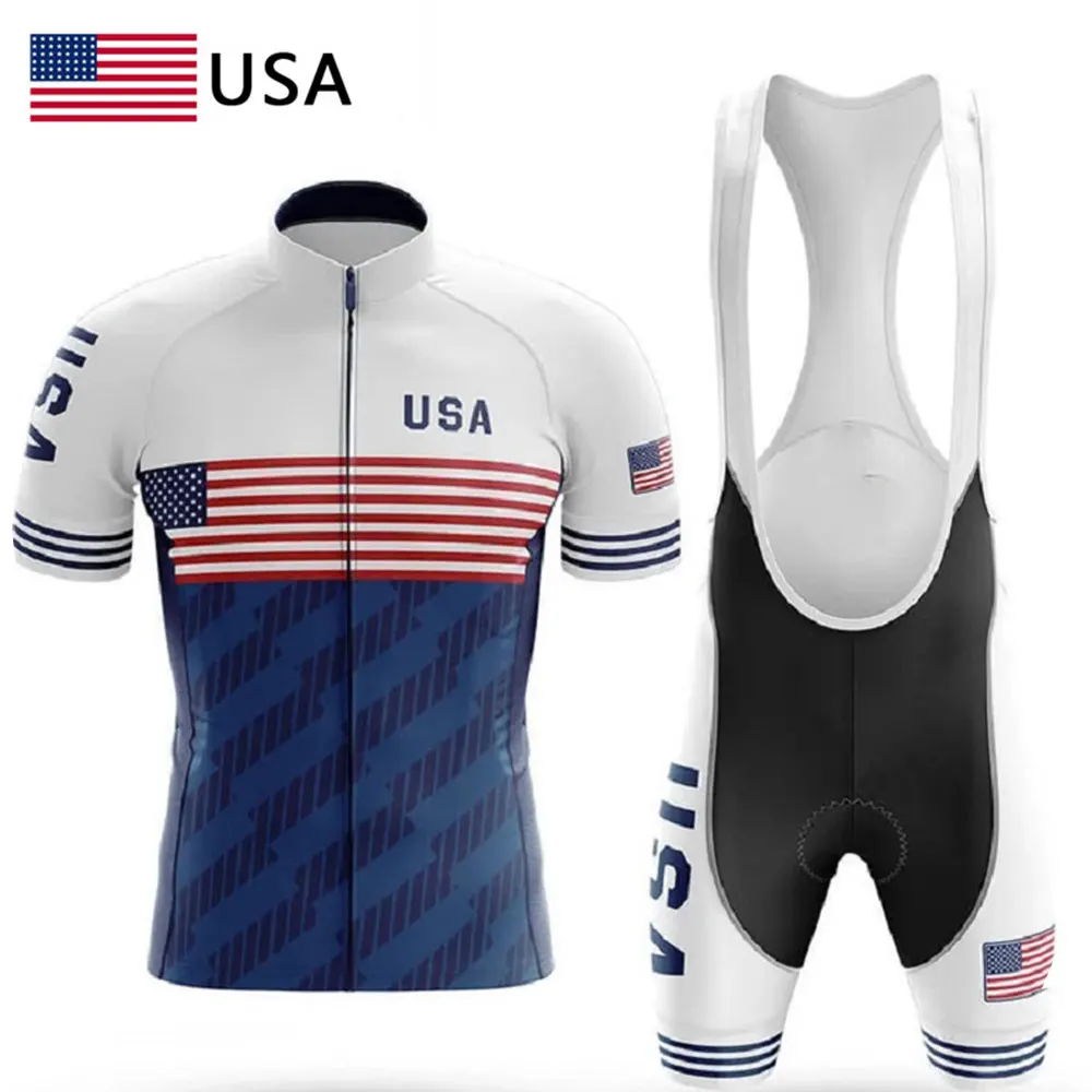 USA Bicycle Team Cycling Jersey Set 2022 Summer Maillot Ciclismo Men's Clothing Ropa De MTB Bike Uniform | Спорт и развлечения