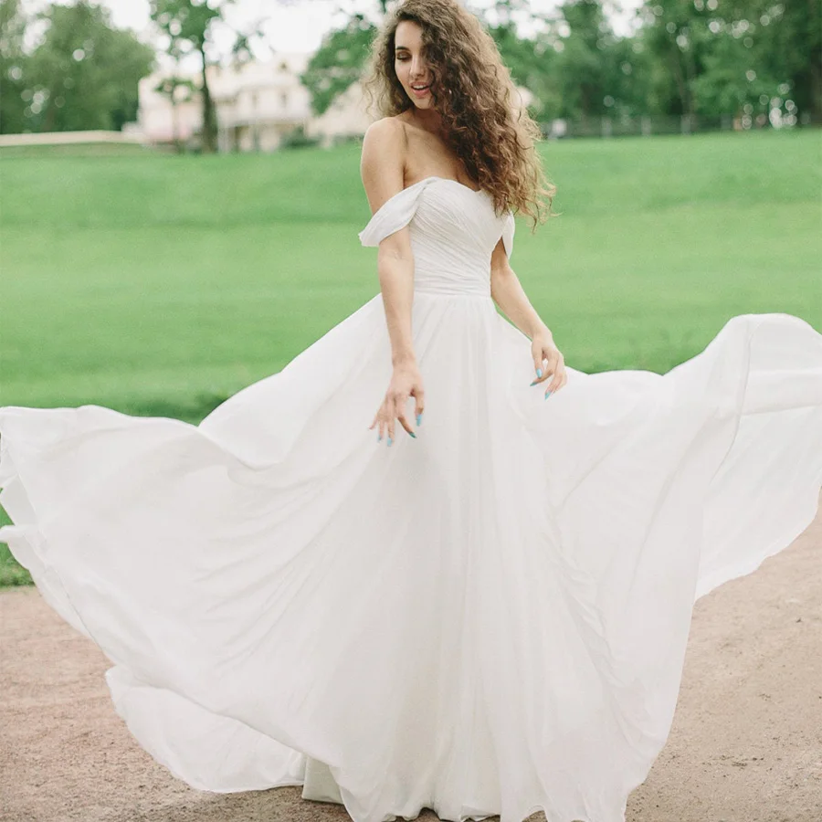 Романтические пляжные свадебные платья размера плюс с открытыми плечами