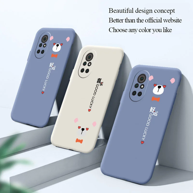

Happy Bear Phone Case For Huawei Nova8 8Pro 8SE Nova 7 7Pro 7SE 6 6se 5 5Pro 5Z 5I 5Ipro 5T 4 4E Liquid Silicone Cover