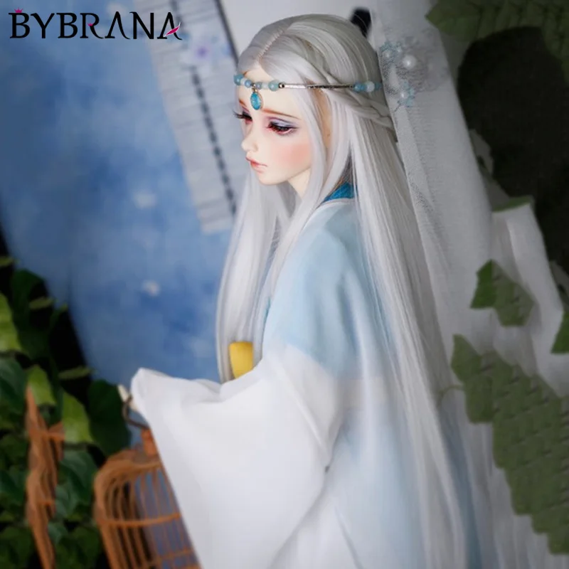 Bybrana Bjd кукла парик 1/3 1/4 1/6 1/8 Разделение длинный прямой светильник серый золотой