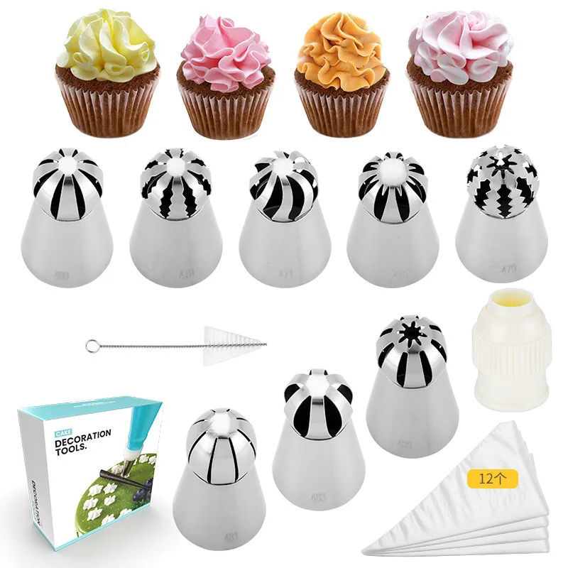 Russian Nozzle Converter Cleaning Brush Disposable Bag Fondant Cake Decorating Tools Baking Set Home Novice Supplies | Дом и сад