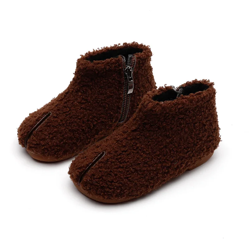 

2020 Winter Kids Pluh Warm Shoes Zip Boot Shoes Fashion Boys & Girls Shoes Kids Casual Shoes Soft Bottom For Baby Size 21-30
