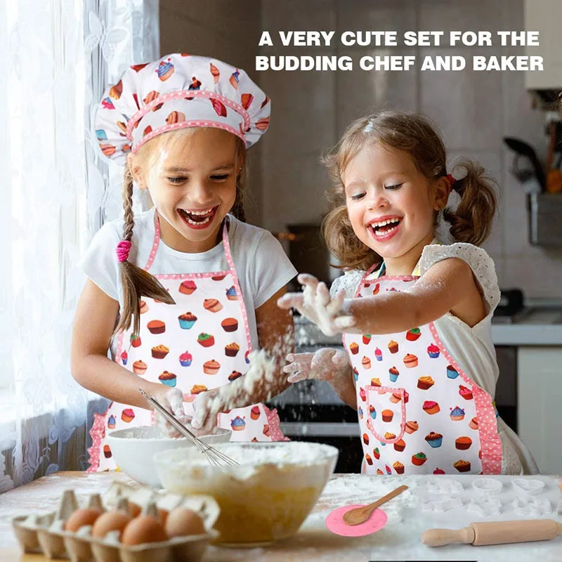 

13PCS Complete Kids Cooking and Baking Set with Apron Chef Hat Gloves and Cutlery Kids Chef Set