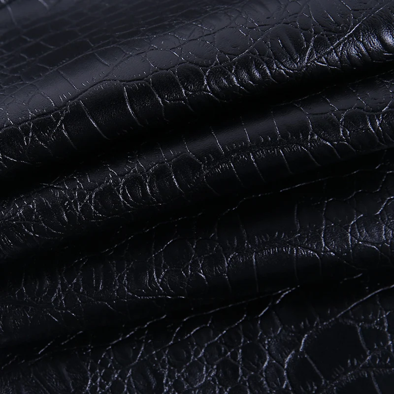 

YYXZ Spring Autumn Fashion Slim Sexy Alligator Striped SML Black Mid Waist Woman Casual PU Skinny Pants Lady Pencil Trousers