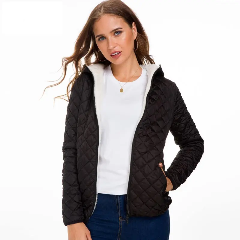WYWMY Autumn Winter Warm Velvet Lamb Parka Women Hooded Jackets and Coats Casual Basic Fashion Solid Light Soft Famale Outerwear