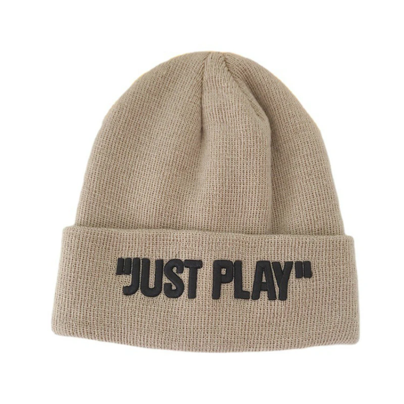 

2020 New Winter Korean Simple Wild Letter Embroidery Knitted Hat Women Autumn Winter Korean Crimping Ear Protection Wool Hat Men