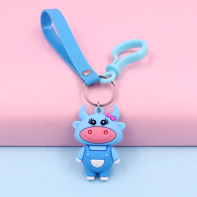 

2020 New Cute Cow Doll Keychain Charming Car Pendant Key Chain Girl Backpack Pendant Accessories Holiday Gift Keyring
