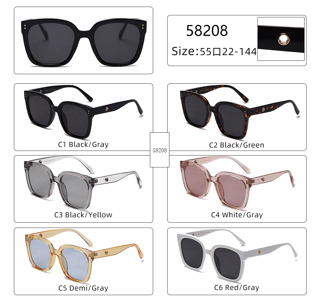 

2021 New Polarized Sunglasses for Men Women TAC Lens Retro Large Square TR90 Frame Eyewear Driving Sun Glasses UV400
