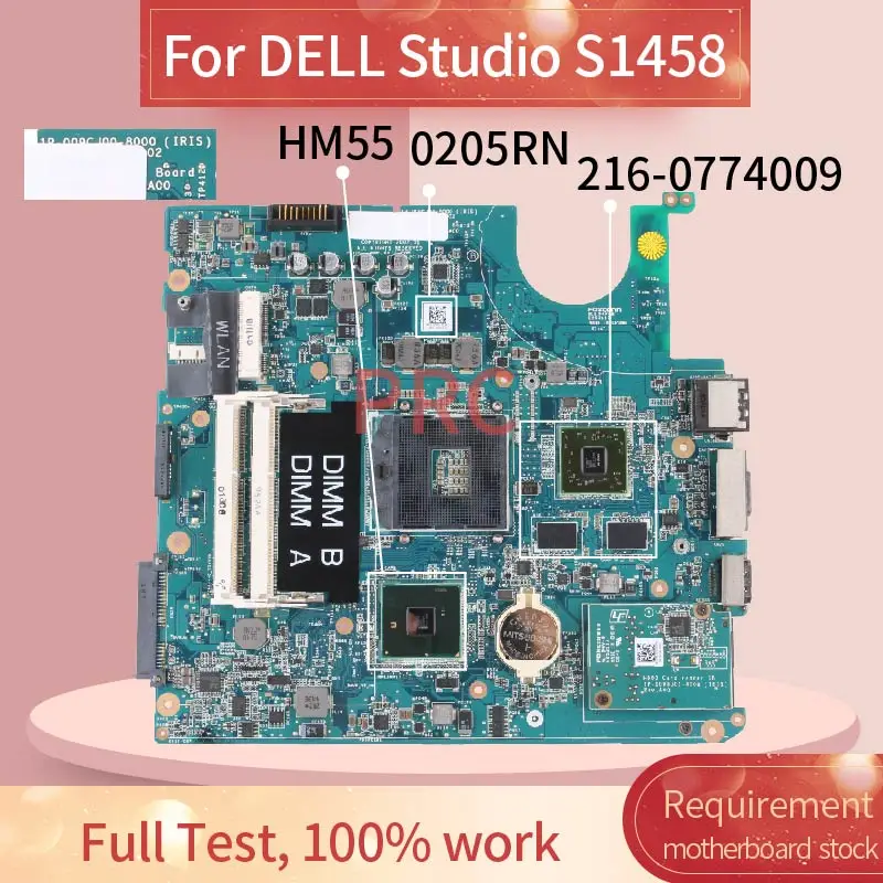 CN 0205RN материнская плата для ноутбука DELL Studio S1458 1P 009CJ00 8000 HM55 216 0774009 DDR3|Материнские