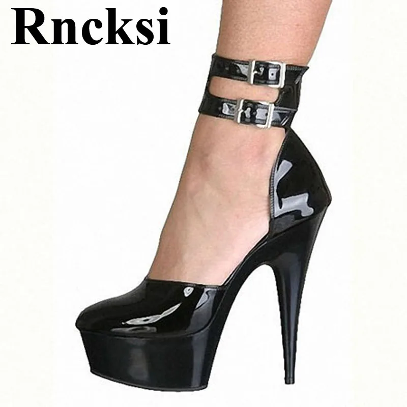 

Rncksi/Новые Стильные черные босоножки на высоком каблуке 15 см с ремешком на щиколотке модельные туфли на платформе для танцев на шесте женские босоножки с закрытой пяткой 6 дюймов
