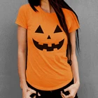 Футболка для Хэллоуина с тыквой, Женская хлопковая Футболка с графическим рисунком ведьмы, подарок для матери, оранжевая футболка с круглым вырезом, Прямая поставка, топы, футболки