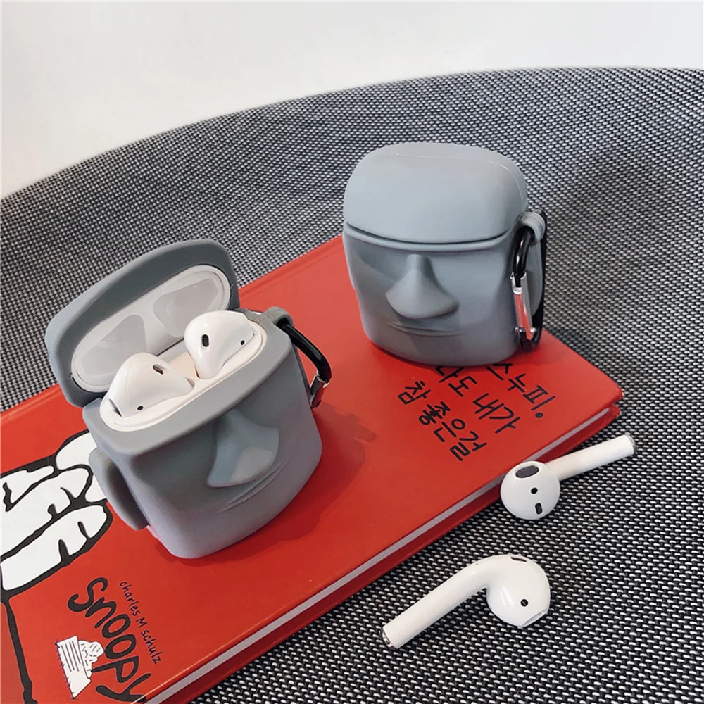 3D каменный человек для Airpods 1 2 Чехол Коробка Мягкий беспроводной Bluetooth чехол для наушников для AirPods Мультфильм Банан гарнитуры аксессуары