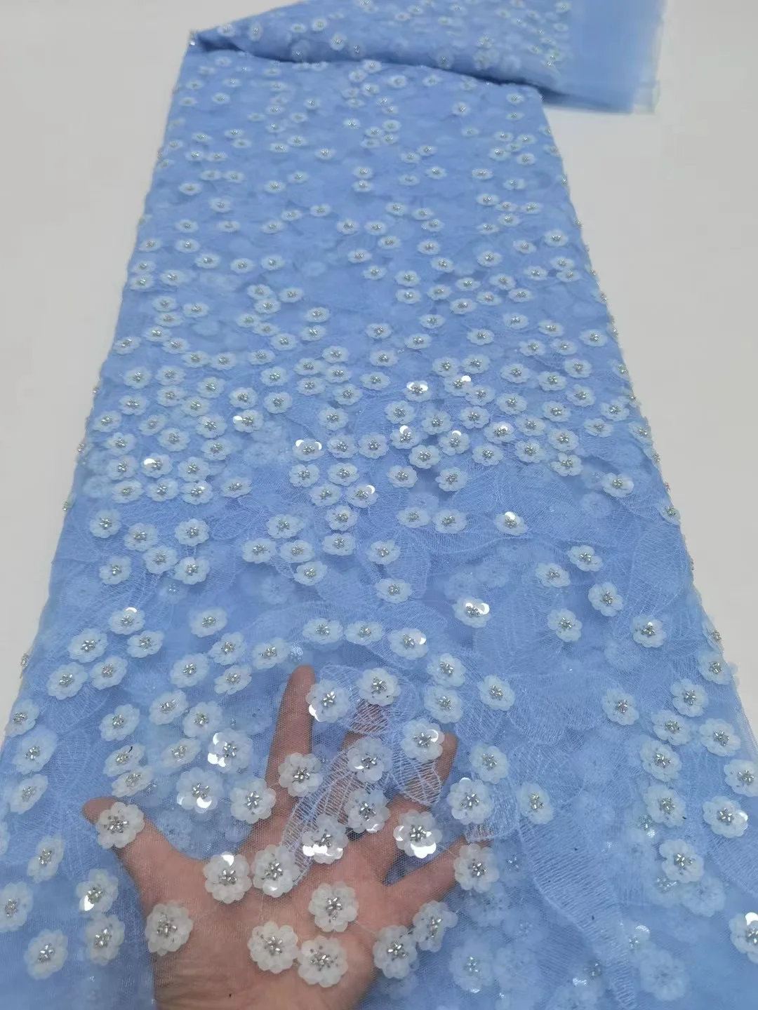 

2022 African New High Quality Noble And Elegant Silk Fabric French Sequins With Beads Tulle Lace Nigerian Woman Dinner Dress