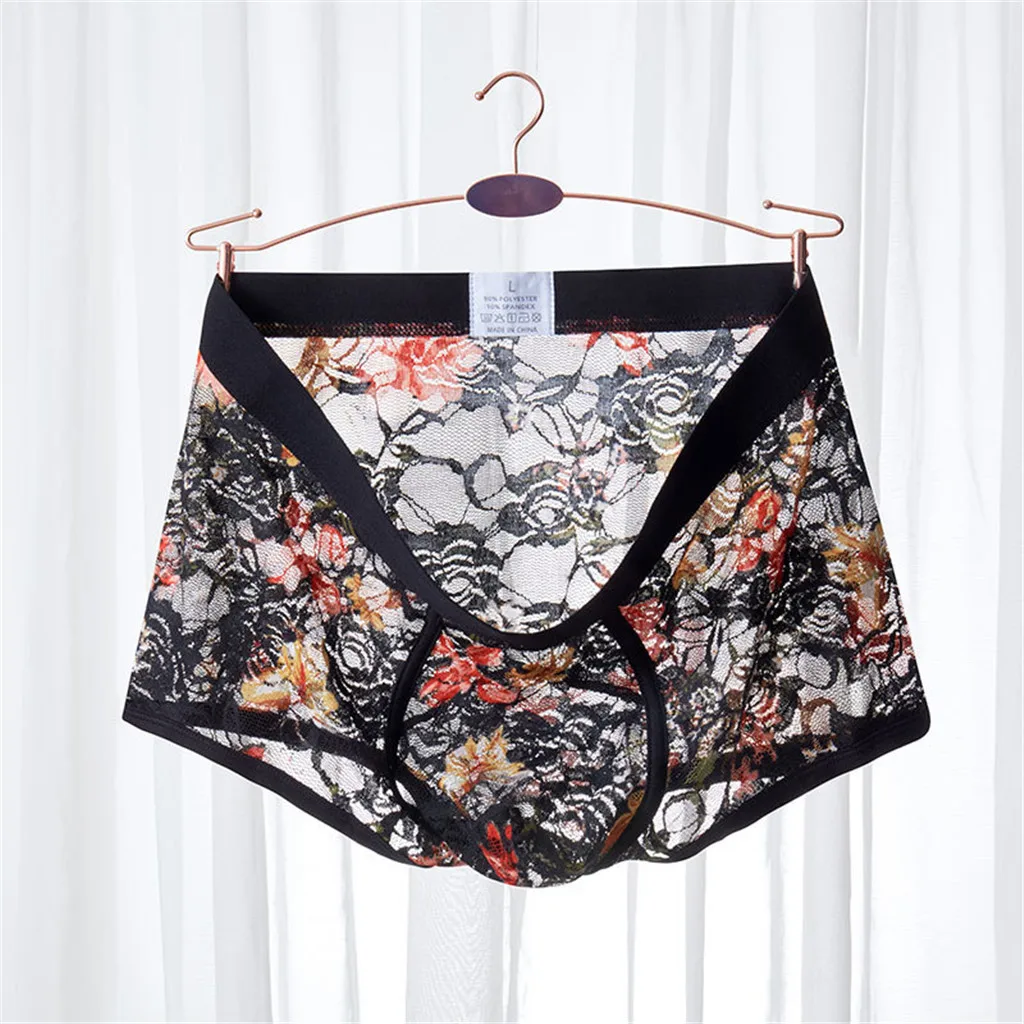 Мужские трусы боксеры с цветочным принтом дышащие тонкие мужские шорты