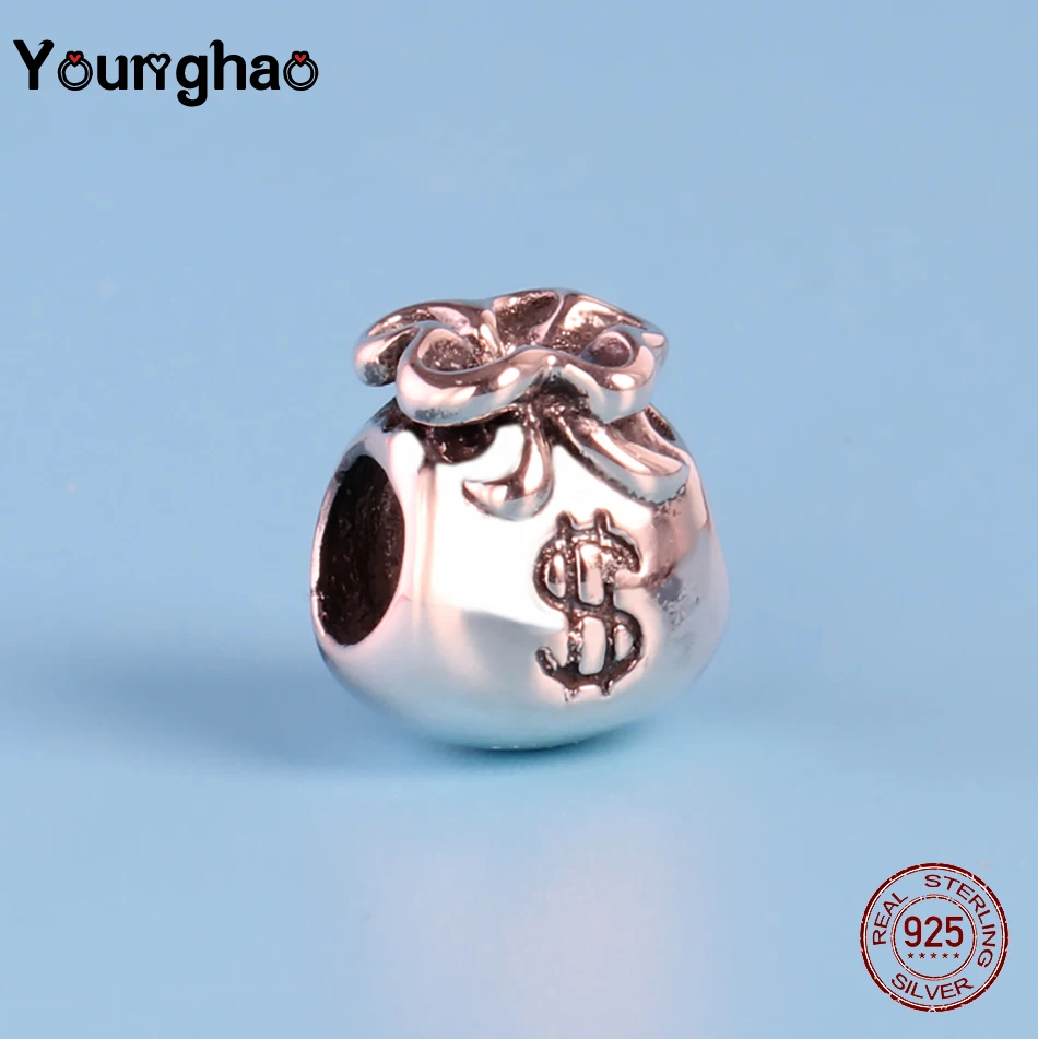 Younghao круглые элегантные бусины в форме сердца и клипсы 925 пробы серебряные