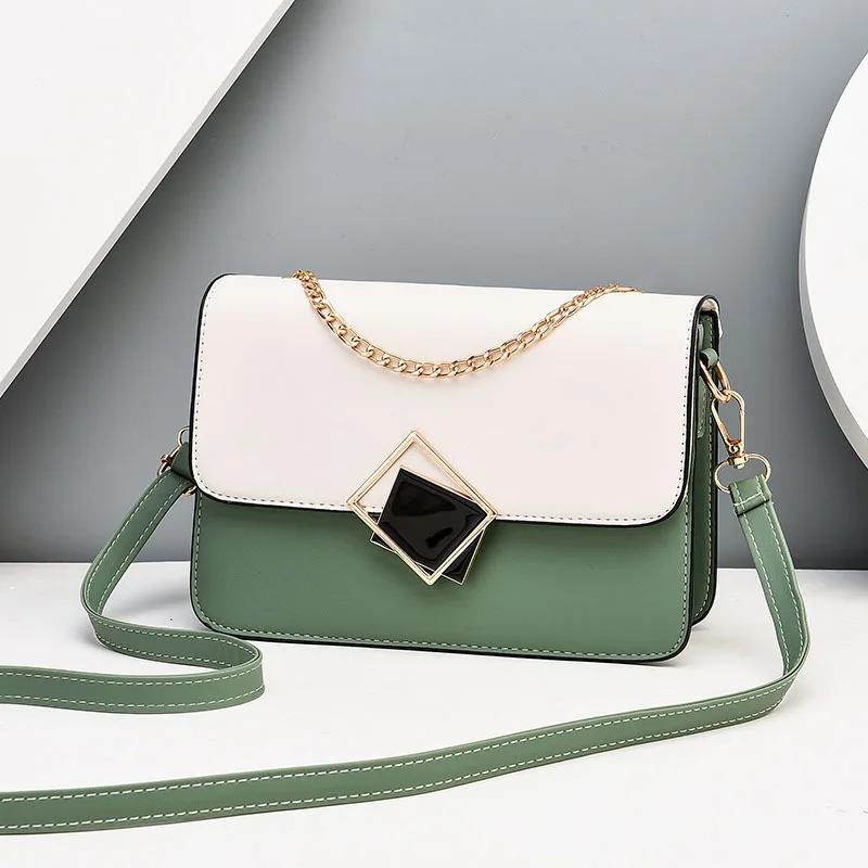 

Прошитая сумка с клапаном и квадратной цепочкой, женская кожаная маленькая сумка через плечо на тонком ремешке, дизайнерские Роскошные мод...